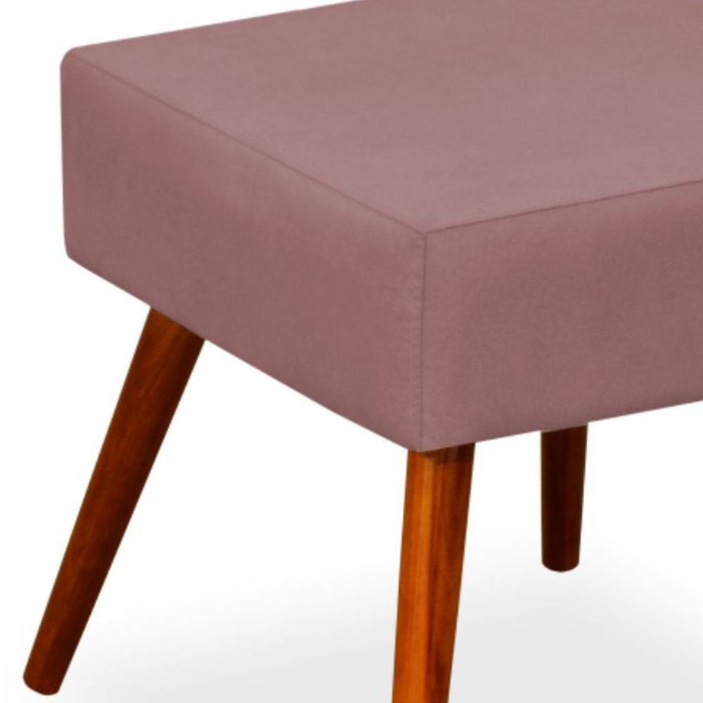 Kit 02 Puffs Banqueta Decorativa com Pés Palito Lívia W01 Suede Rosê - Lyam Decor