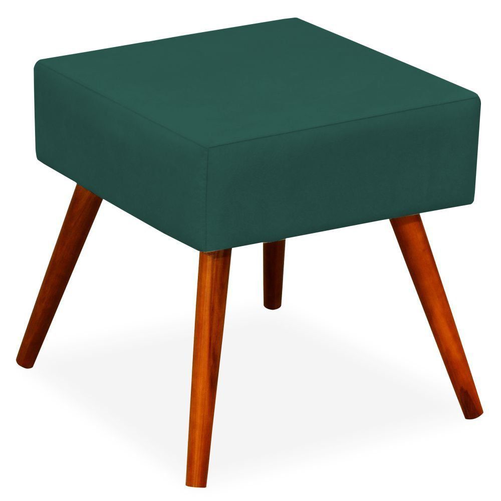 Kit 02 Puffs Banqueta Decorativa com Pés Palito Lívia W01 Suede Verde Musgo - Lyam Decor