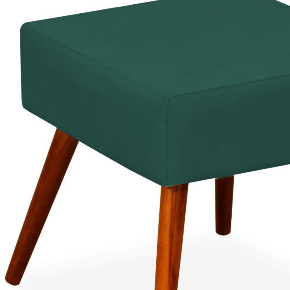 Kit 02 Puffs Banqueta Decorativa com Pés Palito Lívia W01 Suede Verde Musgo - Lyam Decor
