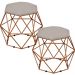 Kit 02 Puffs Decorativo Aramado Bronze Six L02 Linho Bege - Lyam Decor