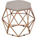 Kit 02 Puffs Decorativo Aramado Bronze Six L02 Linho Bege - Lyam Decor