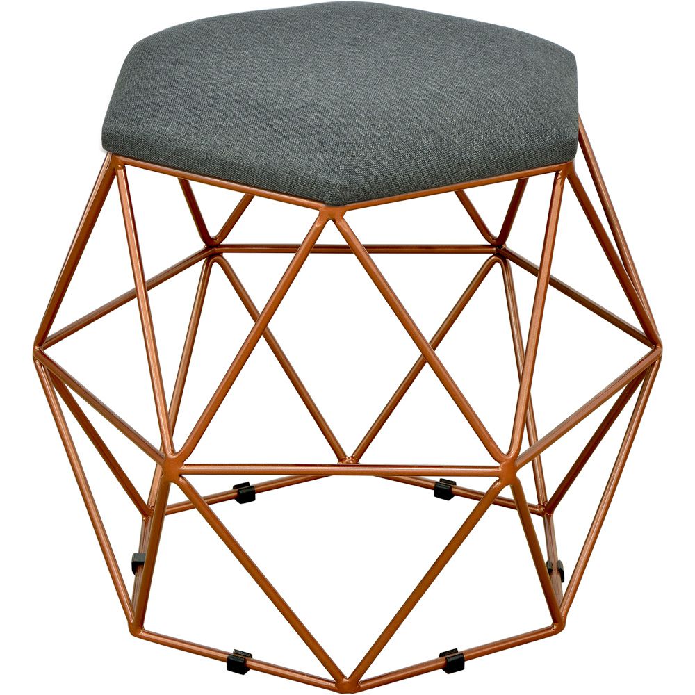 Kit 02 Puffs Decorativo Aramado Bronze Six L02 Linho Chumbo - Lyam Decor