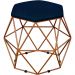 Kit 02 Puffs Decorativo Aramado Bronze Six L02 Suede Azul Marinho - Lyam Decor