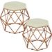 Kit 02 Puffs Decorativo Aramado Bronze Six L02 Suede Bege - Lyam Decor