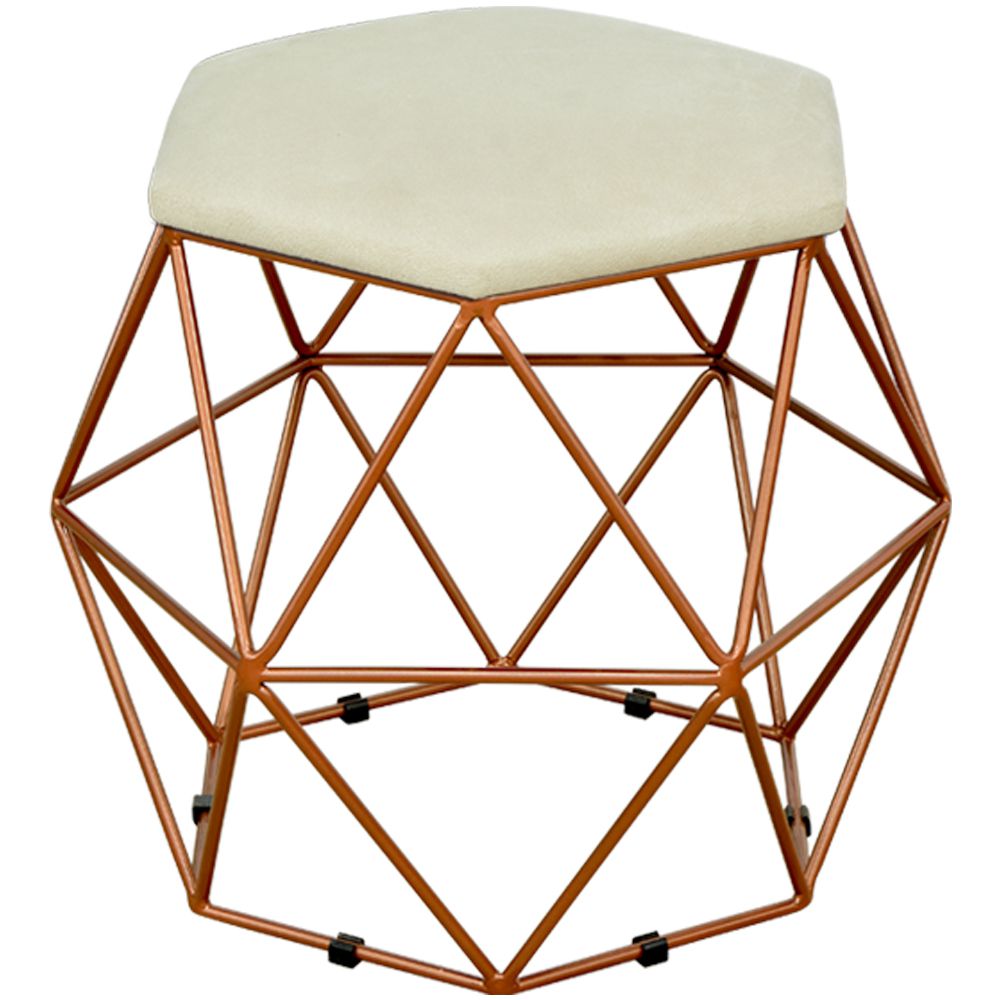 Kit 02 Puffs Decorativo Aramado Bronze Six L02 Suede Bege - Lyam Decor