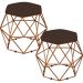 Kit 02 Puffs Decorativo Aramado Bronze Six L02 Suede Marrom - Lyam Decor