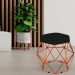 Kit 02 Puffs Decorativo Aramado Bronze Six L02 Suede Preto - Lyam Decor