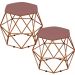Kit 02 Puffs Decorativo Aramado Bronze Six L02 Suede Rosê - Lyam Decor