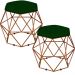 Kit 02 Puffs Decorativo Aramado Bronze Six L02 Suede Verde Musgo - Lyam Decor