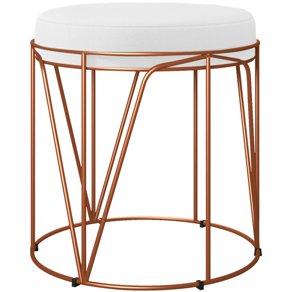 Kit 02 Puffs Decorativo Aramado Bronze Zaya L02 Corano Branco - Lyam Decor