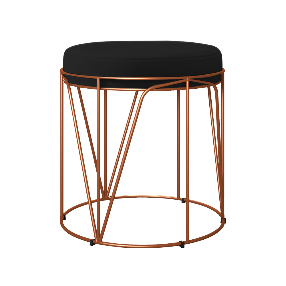 Kit 02 Puffs Decorativo Aramado Bronze Zaya L02 Corano Preto - Lyam Decor