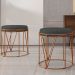 Kit 02 Puffs Decorativo Aramado Bronze Zaya L02 Linho Chumbo - Lyam Decor