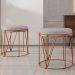 Kit 02 Puffs Decorativo Aramado Bronze Zaya L02 Linho Cinza - Lyam Decor