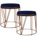 Kit 02 Puffs Decorativo Aramado Bronze Zaya L02 Suede Azul Marinho - Lyam Decor