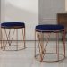 Kit 02 Puffs Decorativo Aramado Bronze Zaya L02 Suede Azul Marinho - Lyam Decor