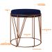 Kit 02 Puffs Decorativo Aramado Bronze Zaya L02 Suede Azul Marinho - Lyam Decor