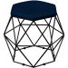 Kit 02 Puffs Decorativo Aramado Preto Six L02 Suede Azul Marinho - Lyam Decor