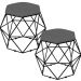 Kit 02 Puffs Decorativo Aramado Preto Six L02 Suede Cinza - Lyam Decor