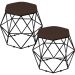 Kit 02 Puffs Decorativo Aramado Preto Six L02 Suede Marrom - Lyam Decor