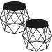 Kit 02 Puffs Decorativo Aramado Preto Six L02 Suede Preto - Lyam Decor