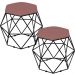 Kit 02 Puffs Decorativo Aramado Preto Six L02 Suede Rosê - Lyam Decor