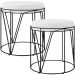 Kit 02 Puffs Decorativo Aramado Preto Zaya L02 Corano Branco - Lyam Decor