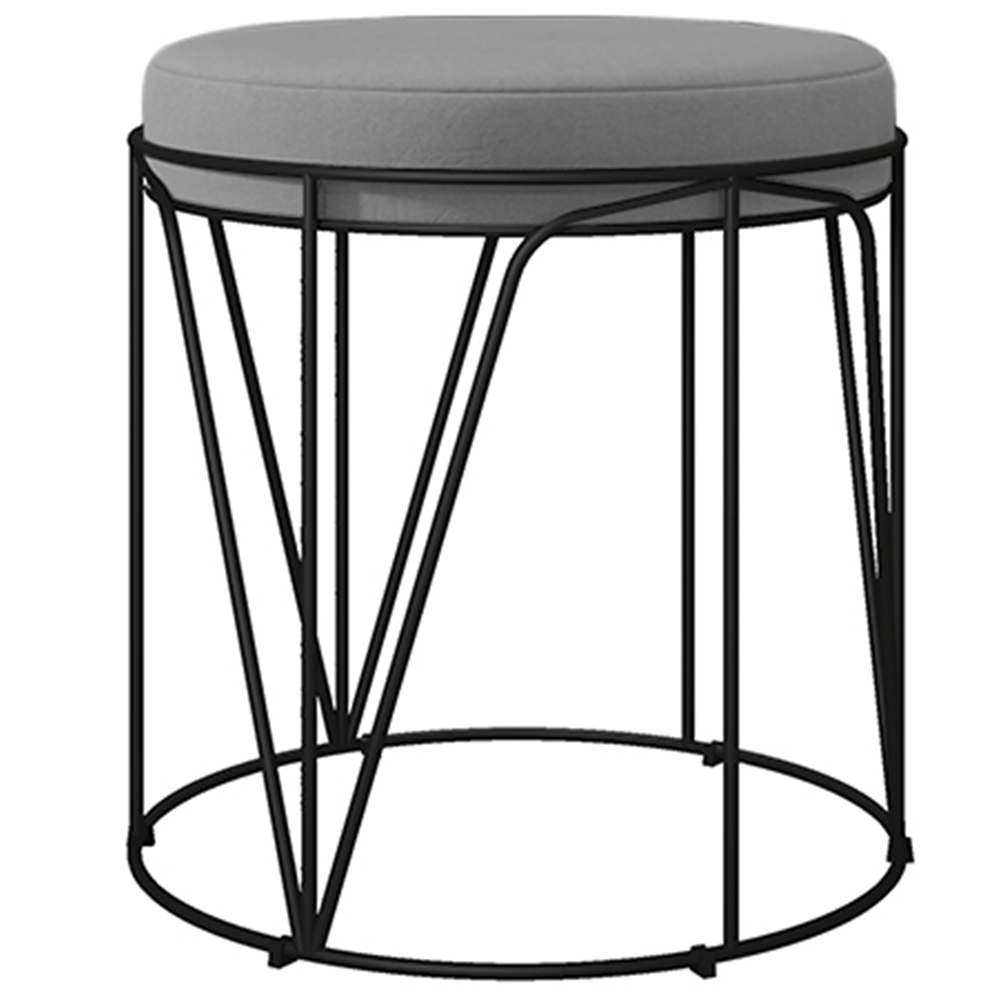 Kit 02 Puffs Decorativo Aramado Preto Zaya L02 Corano Cinza - Lyam Decor
