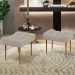Kit 02 Puffs Decorativo Para Sala De Estar Requinte L02 Linho Bege - Lyam Decor
