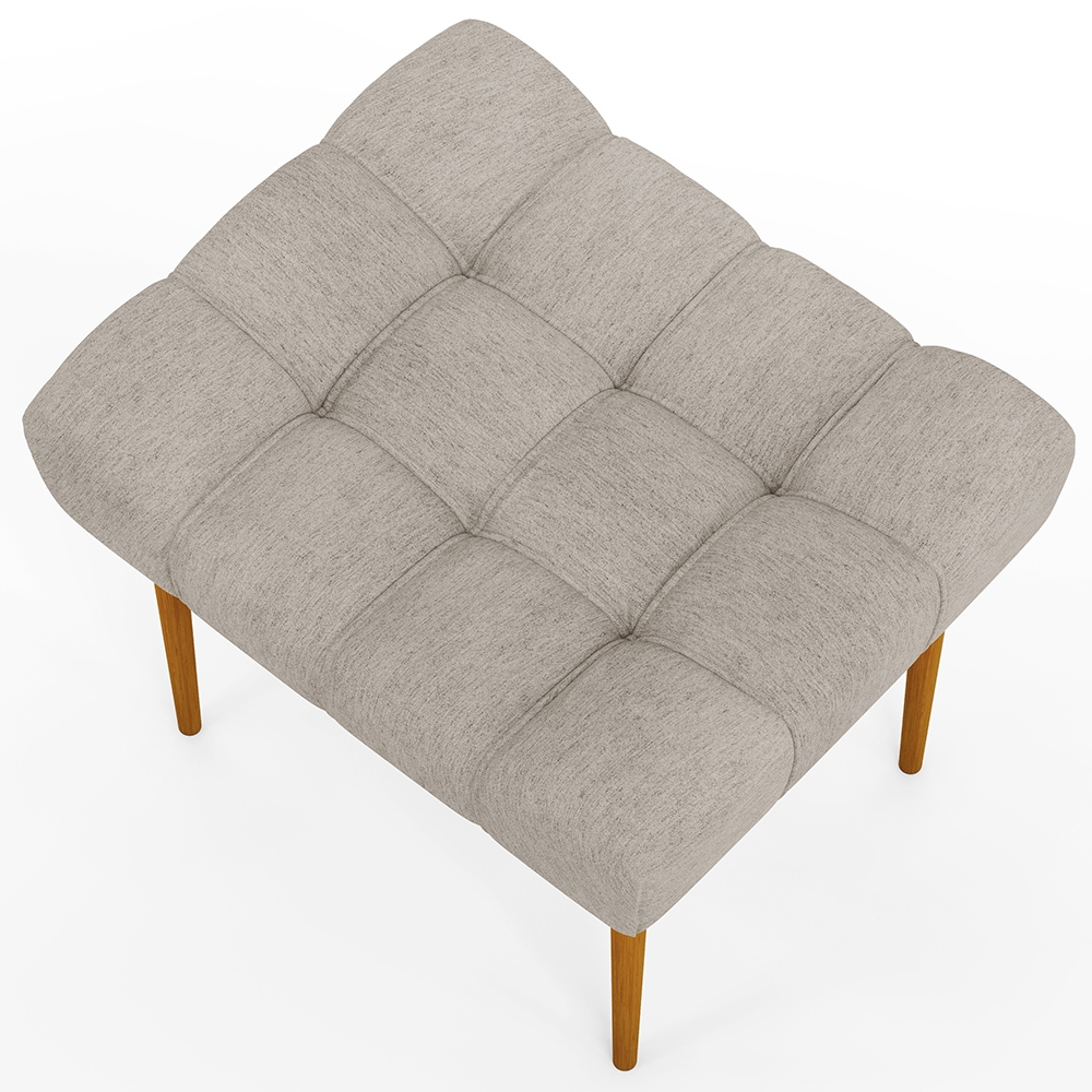 Kit 02 Puffs Decorativo Para Sala De Estar Requinte L02 Linho Bege - Lyam Decor