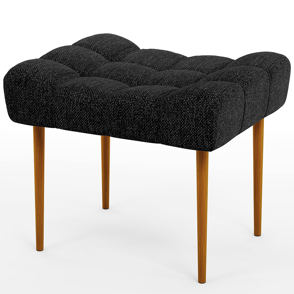 Kit 02 Puffs Decorativo Para Sala De Estar Requinte L02 Linho Chumbo - Lyam Decor