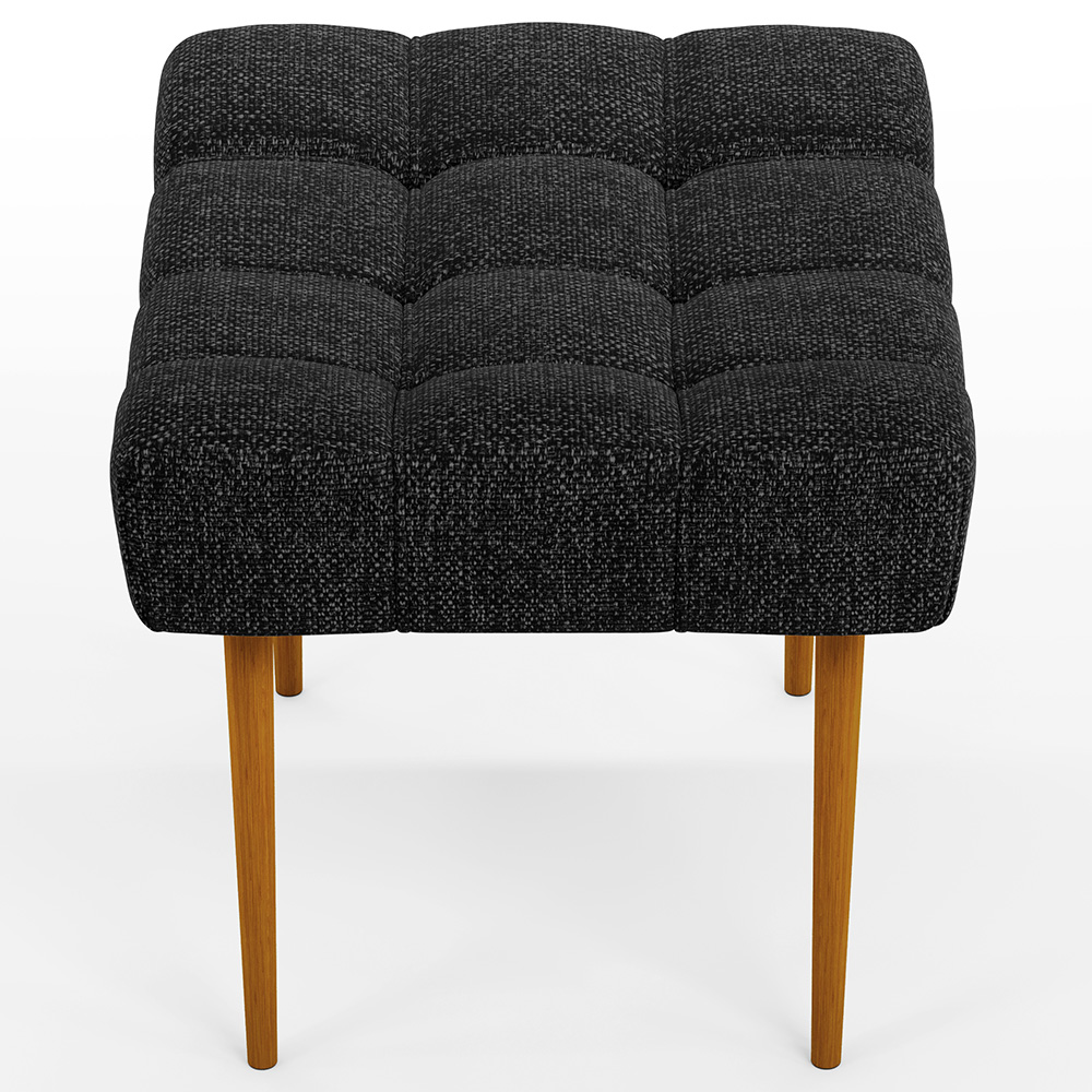Kit 02 Puffs Decorativo Para Sala De Estar Requinte L02 Linho Chumbo - Lyam Decor