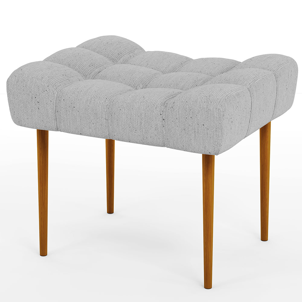 Kit 02 Puffs Decorativo Para Sala De Estar Requinte L02 Linho Cinza - Lyam Decor