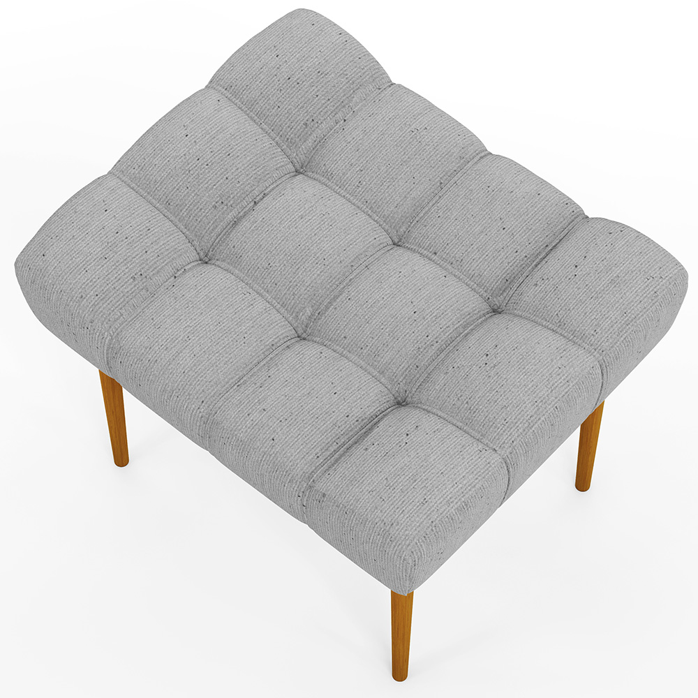 Kit 02 Puffs Decorativo Para Sala De Estar Requinte L02 Linho Cinza - Lyam Decor