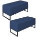 Kit 02 Puffs Decorativo Para Sala Estar Cléo W01 Base de Ferro 90 cm Suede Azul Marinho - Lyam Decor