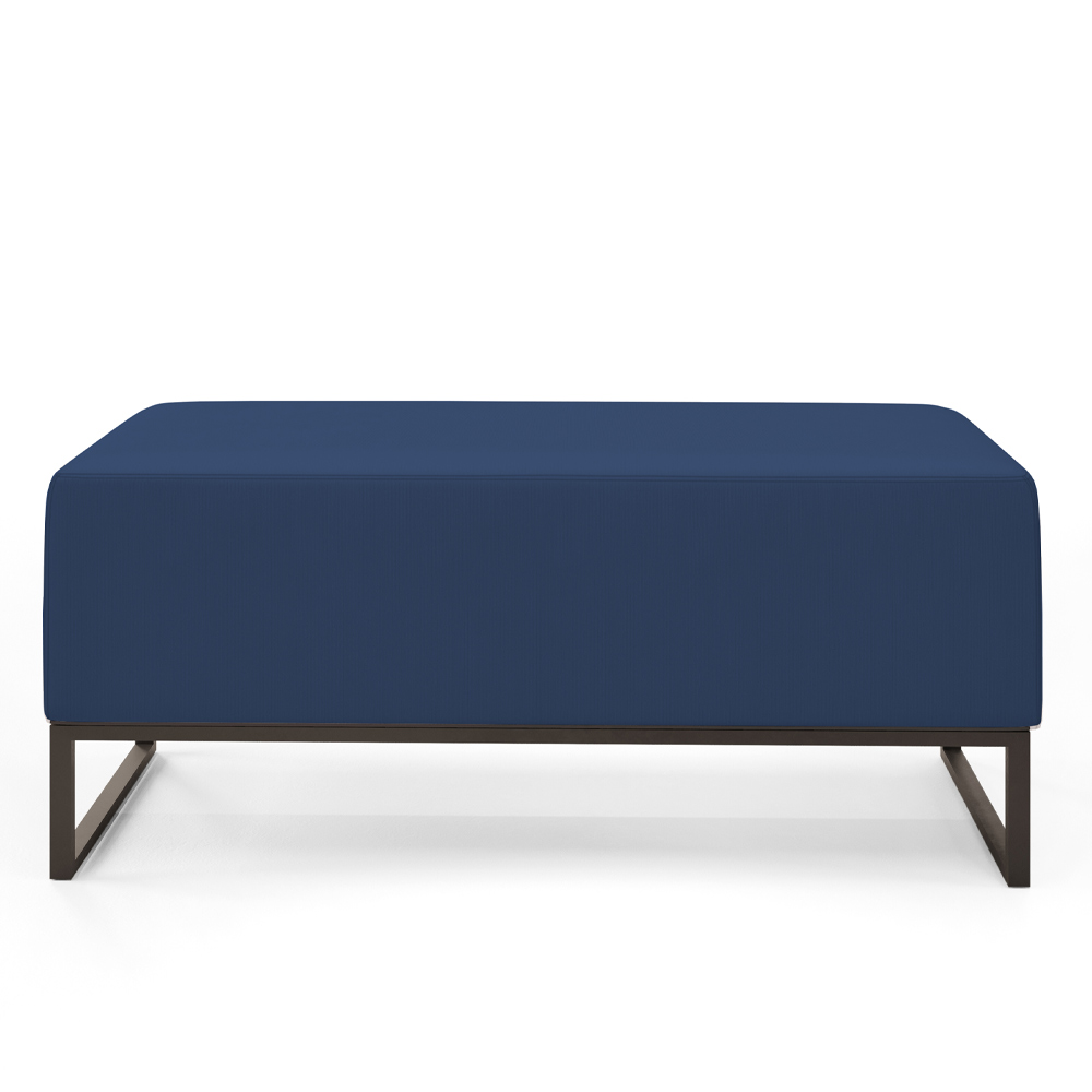 Kit 02 Puffs Decorativo Para Sala Estar Cléo W01 Base de Ferro 90 cm Suede Azul Marinho - Lyam Decor