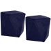 Kit 02 Puffs Decorativo Para Sala de Estar Ametista D02 Veludo Azul Marinho C-287 - Lyam Decor