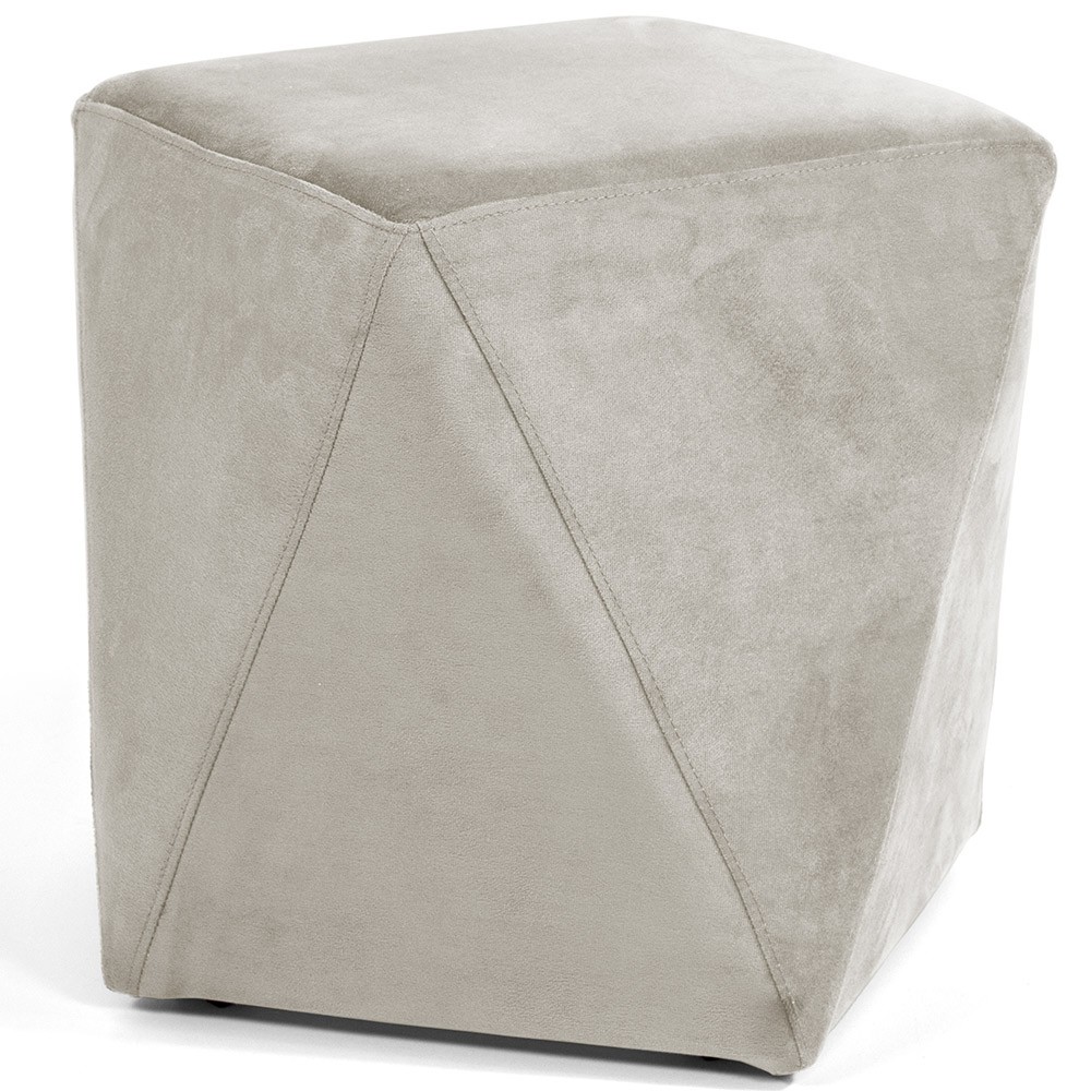 Kit 02 Puffs Decorativo Para Sala de Estar Ametista D02 Veludo Bege C-309 - Lyam Decor
