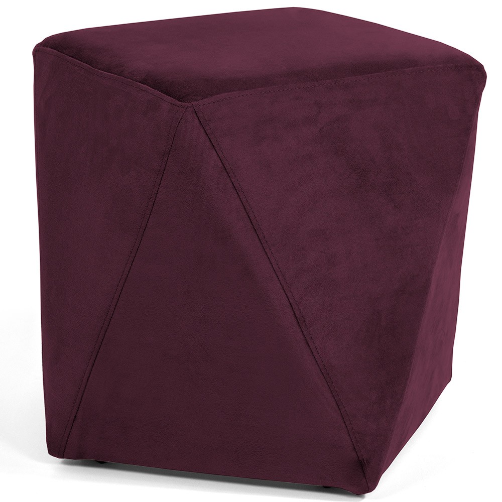 Kit 02 Puffs Decorativo Para Sala de Estar Ametista D02 Veludo Marsala C-278 - Lyam Decor