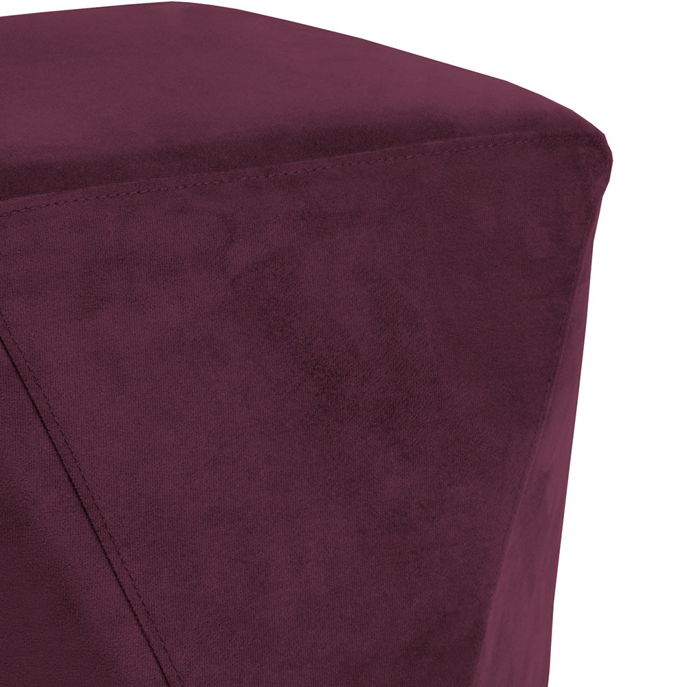 Kit 02 Puffs Decorativo Para Sala de Estar Ametista D02 Veludo Marsala C-278 - Lyam Decor