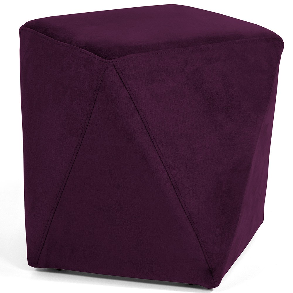 Kit 02 Puffs Decorativo Para Sala de Estar Ametista D02 Veludo Roxo Grape C-292 - Lyam Decor