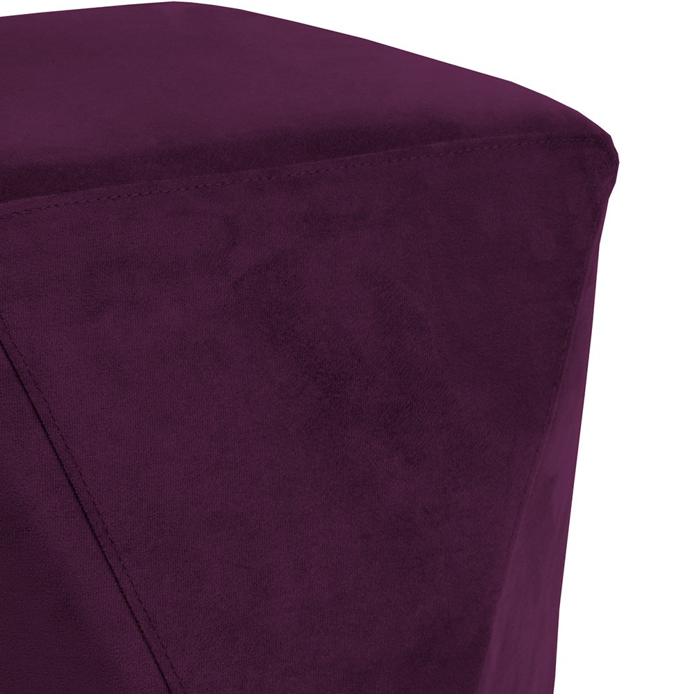 Kit 02 Puffs Decorativo Para Sala de Estar Ametista D02 Veludo Roxo Grape C-292 - Lyam Decor
