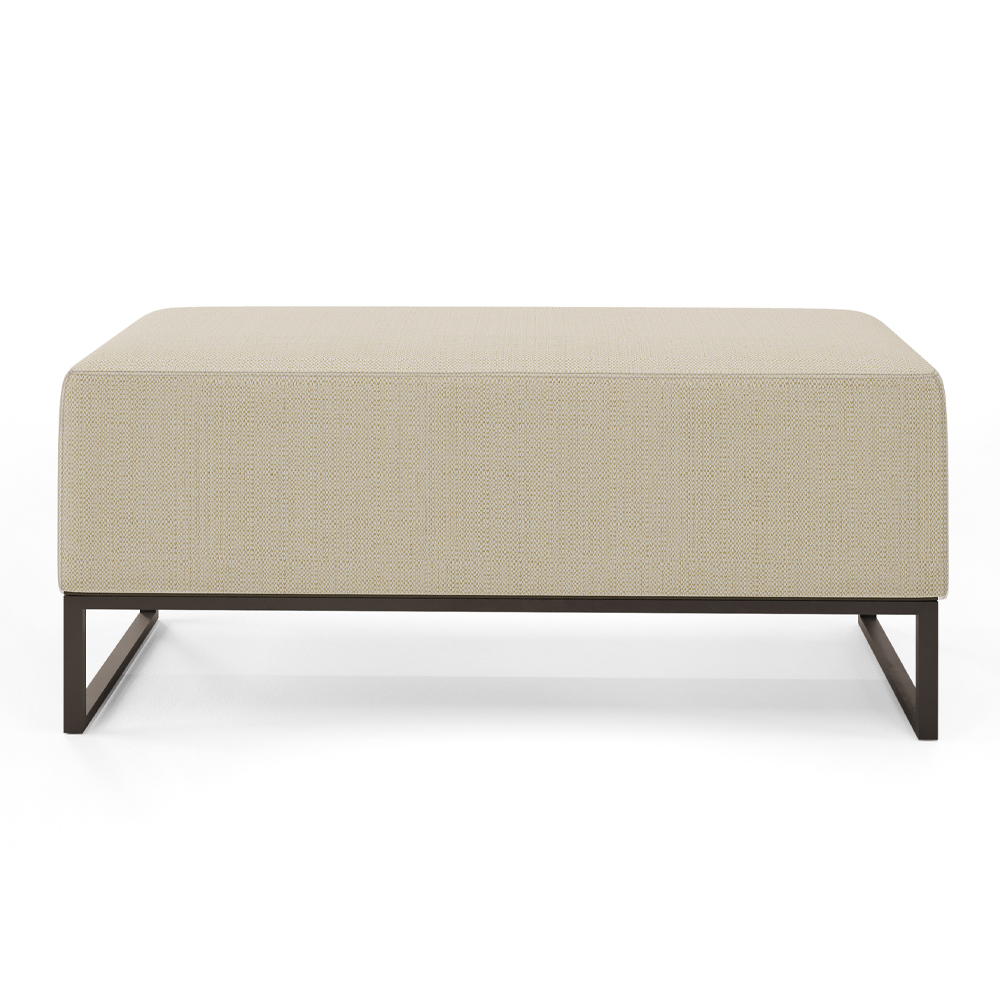 Kit 02 Puffs Decorativo Para Sala de Estar Cléo W01 Base Ferro 90 cm Linho Champagne - Lyam Decor