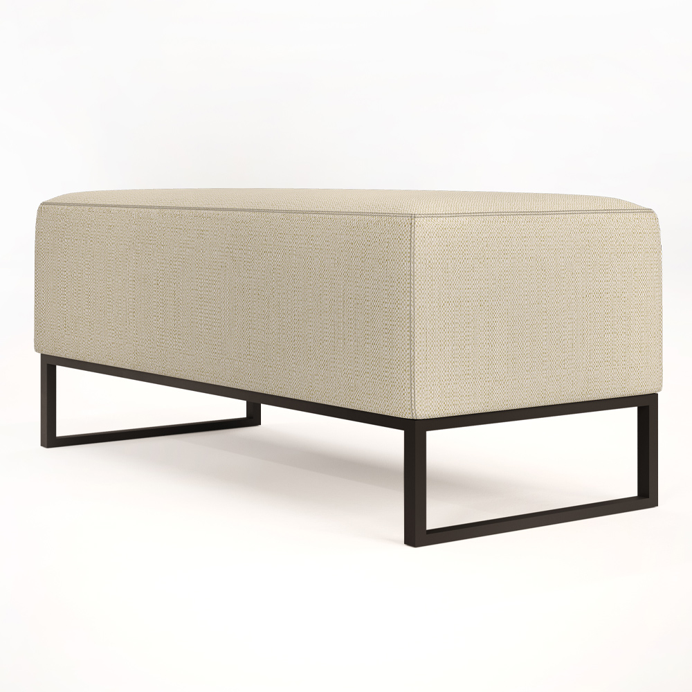 Kit 02 Puffs Decorativo Para Sala de Estar Cléo W01 Base Ferro 90 cm Linho Champagne - Lyam Decor