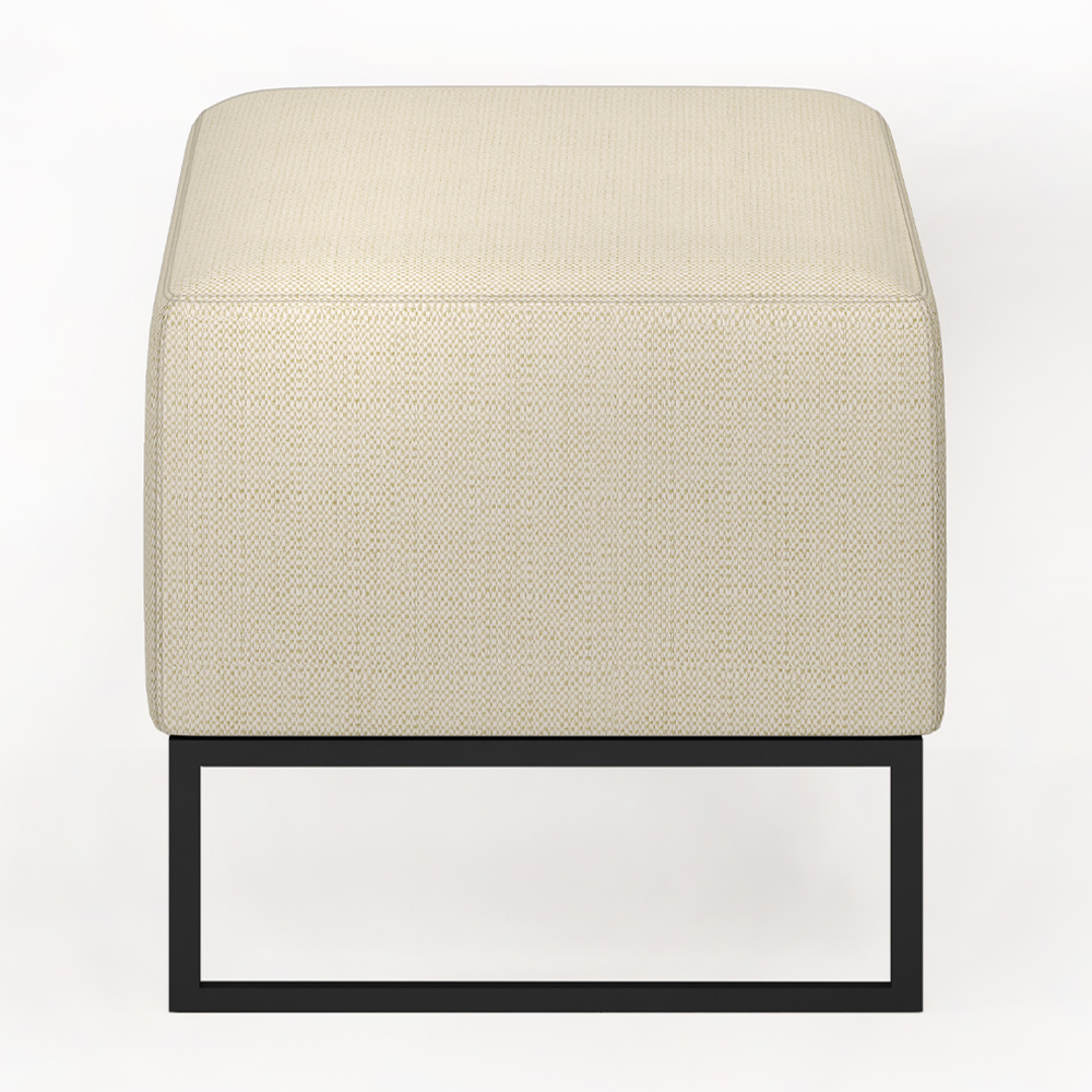 Kit 02 Puffs Decorativo Para Sala de Estar Cléo W01 Base Ferro 90 cm Linho Champagne - Lyam Decor