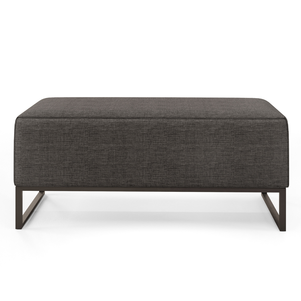 Kit 02 Puffs Decorativo Para Sala de Estar Cléo W01 Base Ferro 90 cm Linho Cinza Escuro - Lyam Decor
