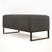 Kit 02 Puffs Decorativo Para Sala de Estar Cléo W01 Base Ferro 90 cm Linho Cinza Escuro - Lyam Decor