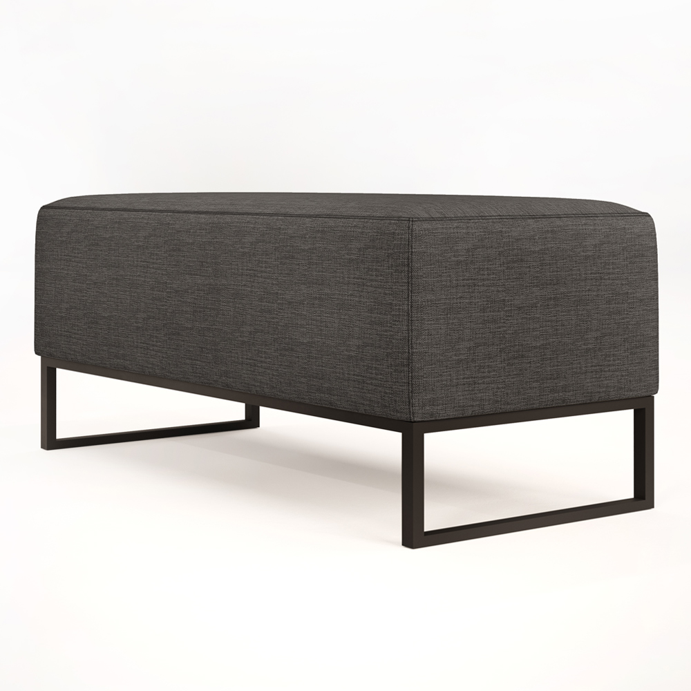 Kit 02 Puffs Decorativo Para Sala de Estar Cléo W01 Base Ferro 90 cm Linho Cinza Escuro - Lyam Decor
