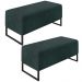 Kit 02 Puffs Decorativo Para Sala de Estar Cléo W01 Base Ferro 90 cm Linho Verde Musgo - Lyam Decor