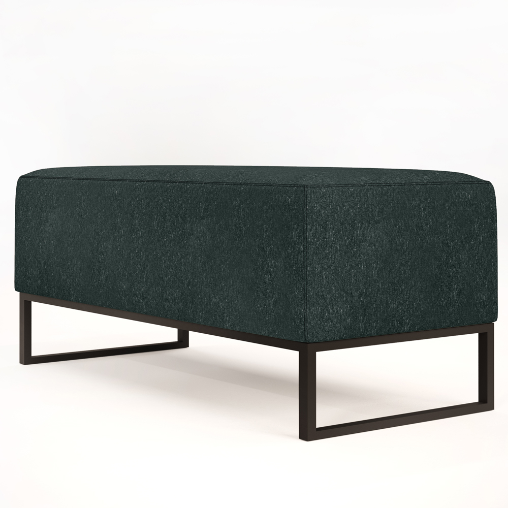 Kit 02 Puffs Decorativo Para Sala de Estar Cléo W01 Base Ferro 90 cm Linho Verde Musgo - Lyam Decor