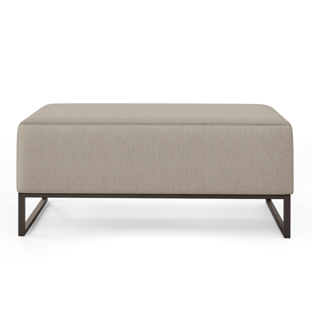 Kit 02 Puffs Decorativo Para Sala de Estar Cléo W01 Base de Ferro 90 cm Linho Bege - Lyam Decor